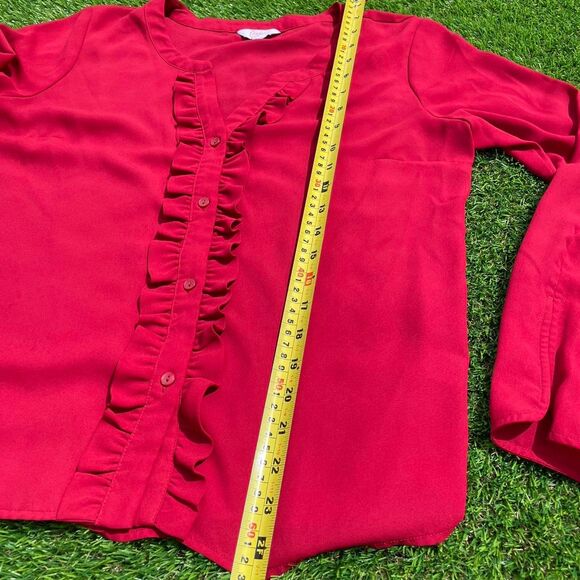 Candie's button front women’s cute preppy red top (L) - Picture 4 of 7
